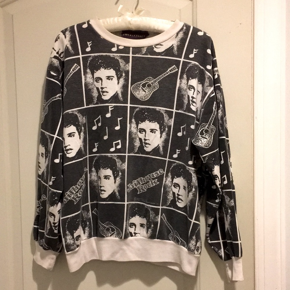 80s Vintage Elvis Presley Jailhouse Rock Print Sweatshirt Size L